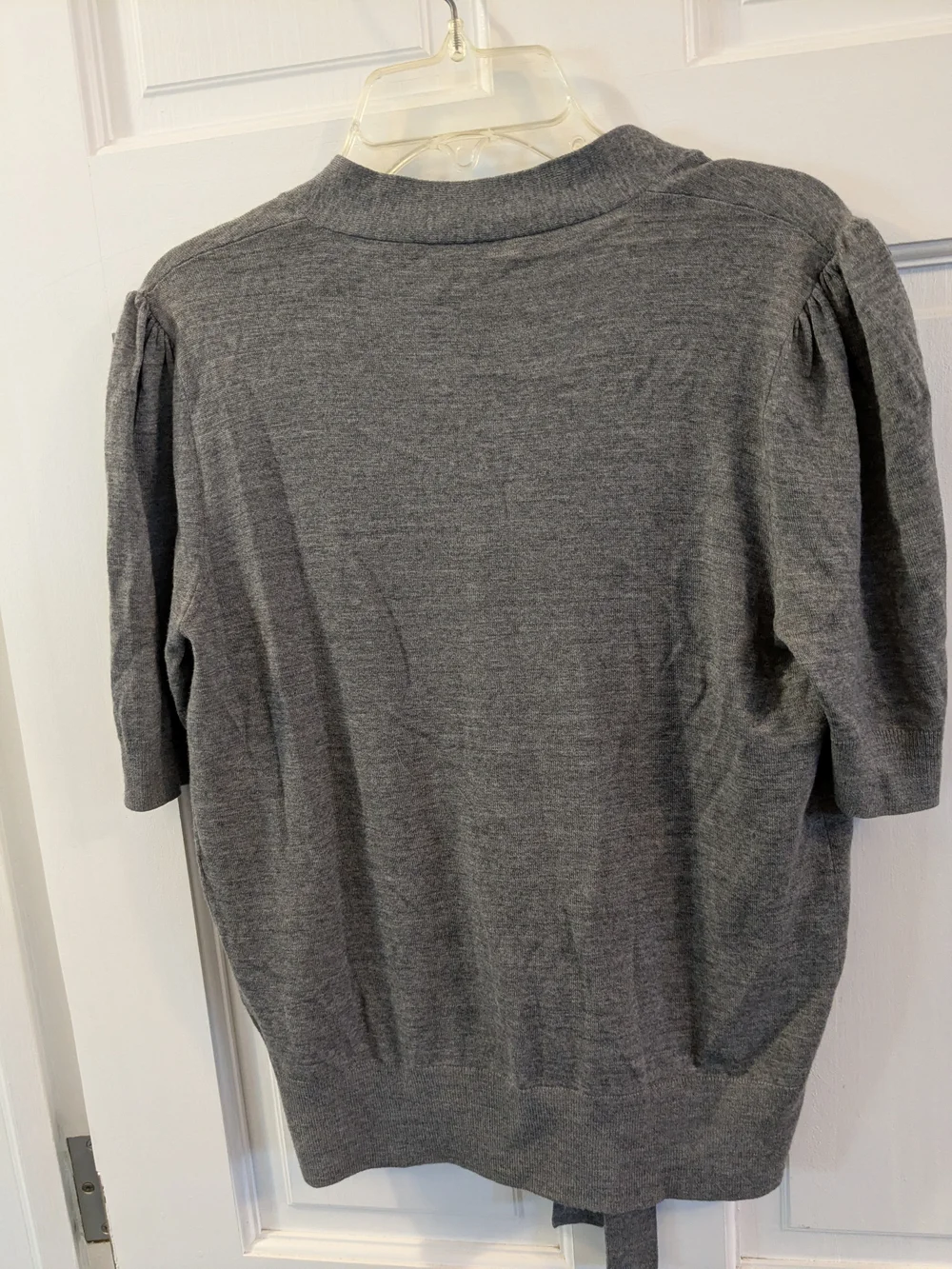 Michael Kors Gray V-Neck Short-Sleeve Tie-Front Sweater